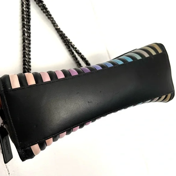 Coach Parker Rainbow Ombre Stripe Quilted Leather Convertible Shoulder Bag 52605 - Picture 6 of 11